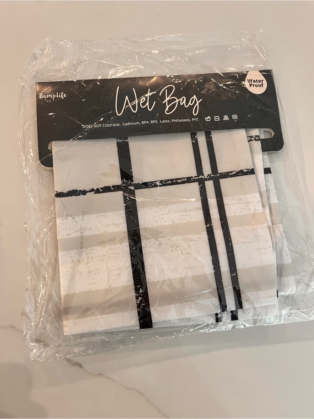NWT Bump Life White Plaid Waterproof Wet Bag